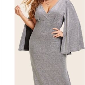 Silver 3/4 length dress.